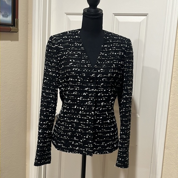 DANA BUCHMAN  OFFICE SIREN,BLACK WOOL BLEND CONFETTI BLAZER SIZE 4 - Picture 1 of 8